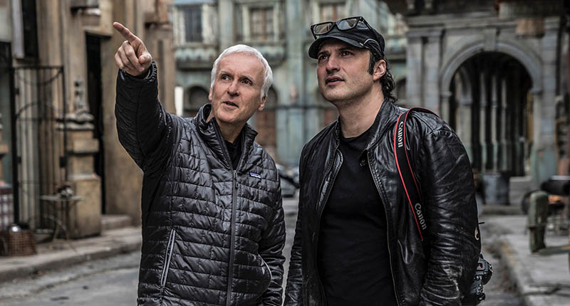 James Cameron et Robert Rodriguez sur le tournage d'Alita : Battle Angel