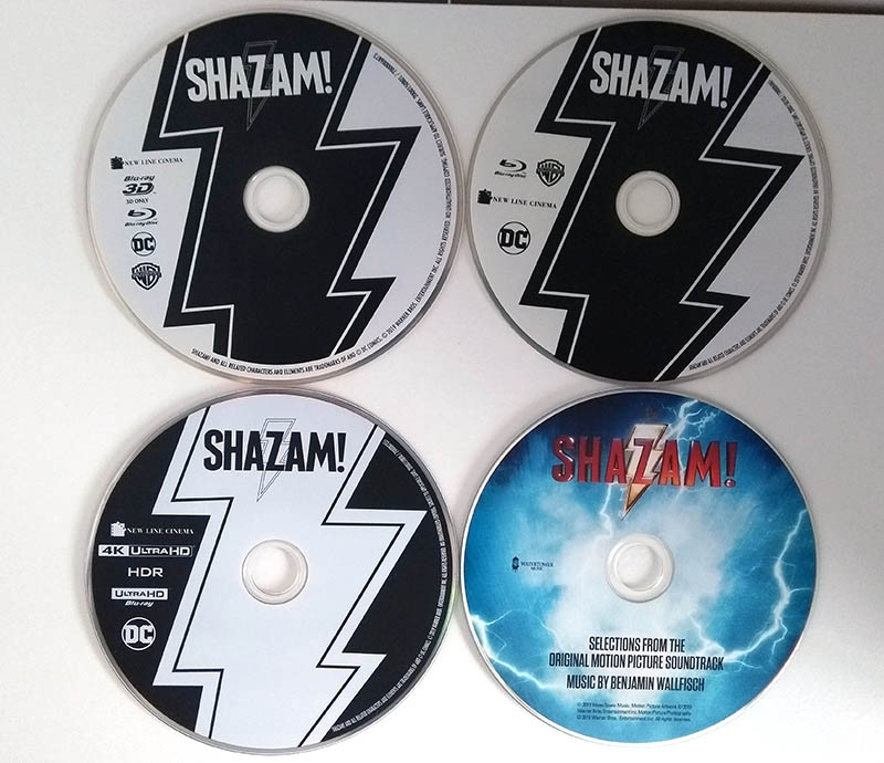 3 blu ray + le cd de la bande originale du film SHAZAM