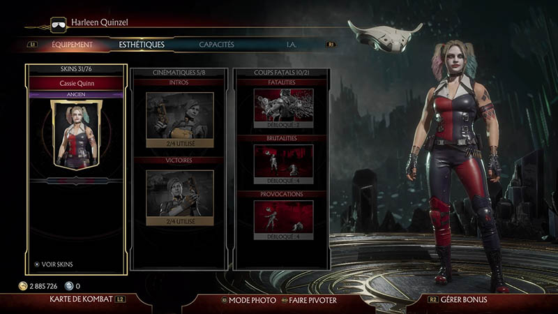 MK 11- Cassie Cage, costume Harley Quinn