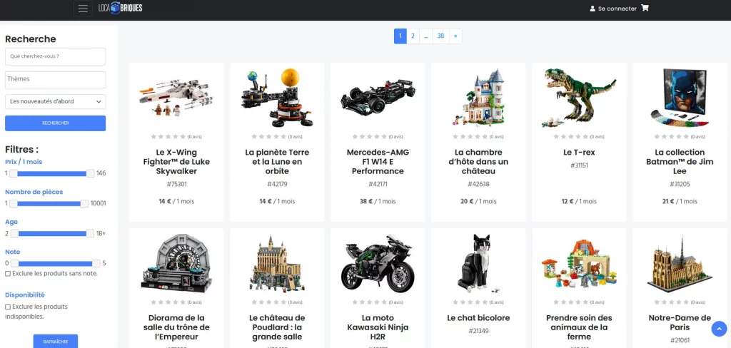 location de LEGO avec LocaBriques : liste des modèles 